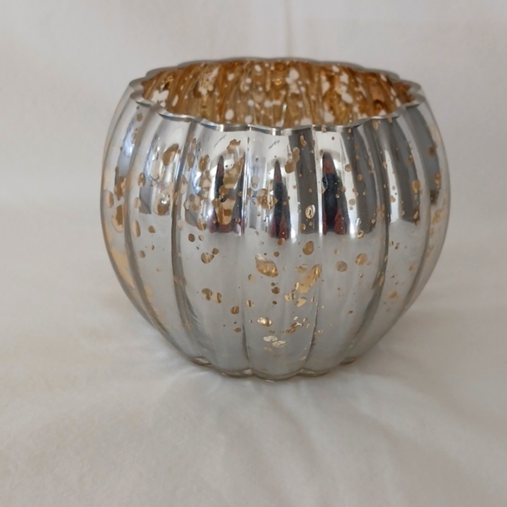 Mercury glass finish (silver) pumpkin shaped tealight holders